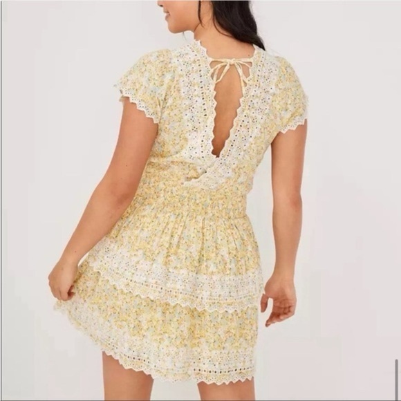 American Eagle Outfitters Yellow Flutter Sleeve Mini Dress - Picture 2 of 8